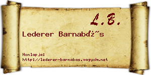 Lederer Barnabás névjegykártya
